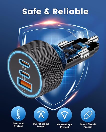 3-Port USB C Fast Car Charger