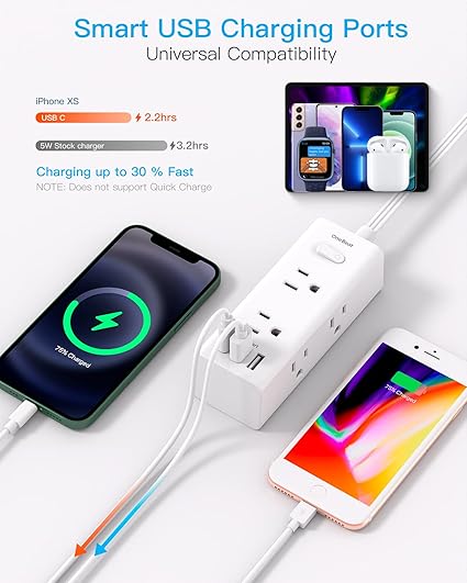 10Ft Extension Cord with Multiple Outlets